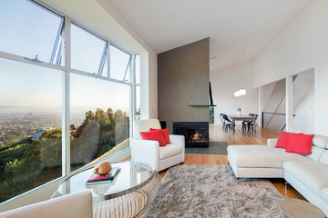 Designer living room with amazing view.