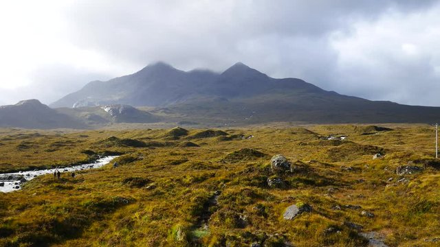 Beautiful landscape view of mountain, sea and sky around isle of skye, Highland, Scotland, United Kingdom
