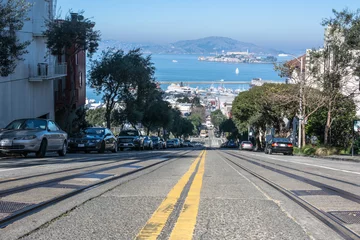 Poster View of Hyde Street, the Bay and Alcatraz Island in San Francisco   © pikappa51