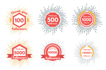 Thank you followers icons or badge set