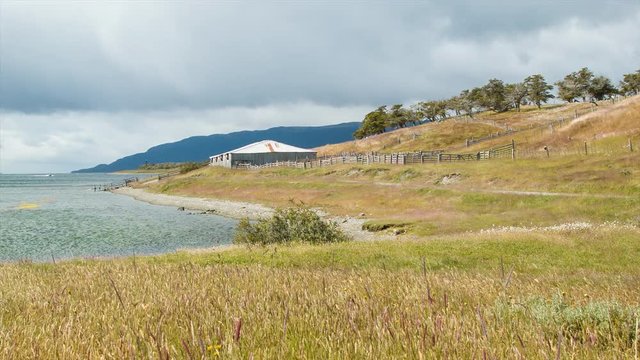 Estancia Haberton Homestead Against the Beagle Channel in Tierra del Fuego near Ushuaia Argentina