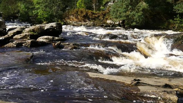 The Falls of Dochart are on the River Dochart at Killin in Stirling (formally in Perthshire), Scotland at the western end of Loch Tay.
