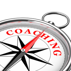Direction to Coaching Conceptual Compass Closeup. 3d Rendering