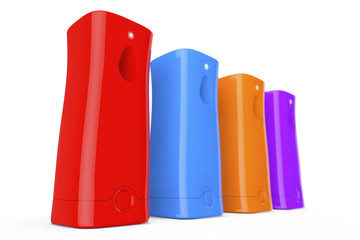 Multicolour Plastic Automatic Air Fresheners. 3d Rendering