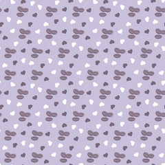 Seamless background with coffee grains and hearts