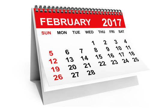Calendar February 2017. 3d rendering