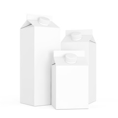 Blank Milk or Juice Carton Boxes. 3d Rendering