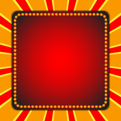 Square billboard. Electric bulbs. Retro light frames.