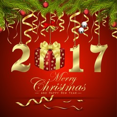 Merry Christmas and Happy New Year background 