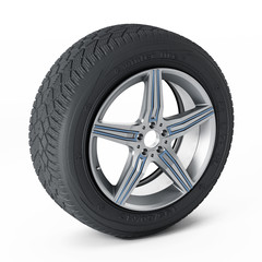 Winter tyre isolated on white background. 3D illustration