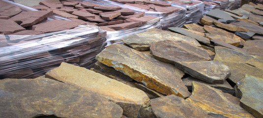 Samples of decorative facing stone