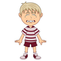 Little boy crying cartoon