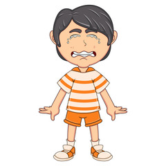 Little boy crying cartoon