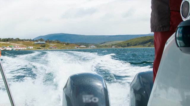 Boat Ride in the Beagle Channel with the Historical Estancia Haberton Farm in Tierra del Fuego in the Background