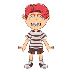 Little boy crying cartoon