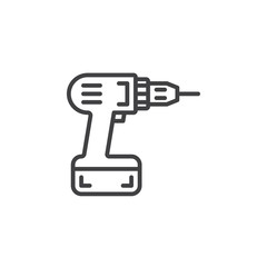 Screwdriver, power drill  line icon, outline vector sign, linear pictogram isolated on white. Symbol, logo illustration