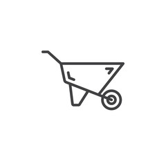 Fototapeta na wymiar Wheelbarrow line icon, outline vector sign, linear pictogram isolated on white. Symbol, logo illustration