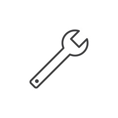 Wrench, spanner line icon, outline vector sign, linear pictogram isolated on white. Symbol, logo illustration
