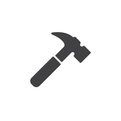 Hammer icon vector, filled flat sign, solid pictogram isolated on white. Symbol, logo illustration