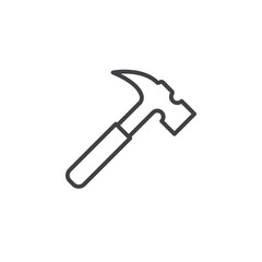 Hammer line icon, outline vector sign, linear pictogram isolated on white. Symbol, logo illustration