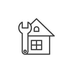 House repairs line icon, outline vector sign, linear pictogram isolated on white. Symbol, logo illustration