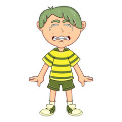 Little boy crying cartoon