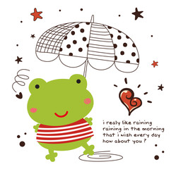 happy frog cartoon doodle vector