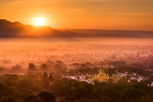 Top view from Mandalay Hills in the morning. Myanmar