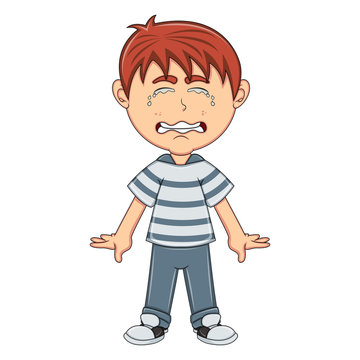 Little boy crying cartoon