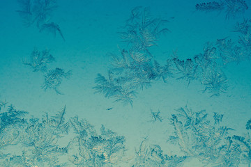 Winter Frost Patterns on Window Retro
