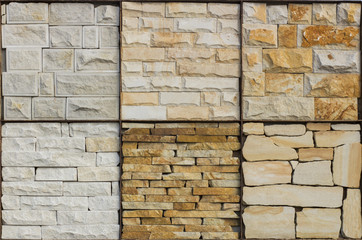 Samples of decorative facing stone