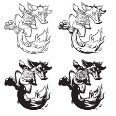 Set vector illustration of a fire fox.