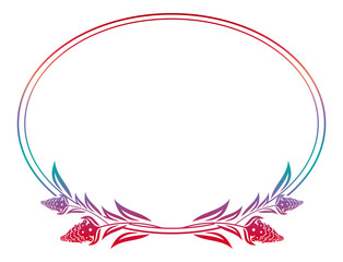 Beautiful floral oval frame with gradient fill. 