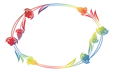 Beautiful floral oval frame with gradient fill. 