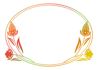 Beautiful floral oval frame with gradient fill. 