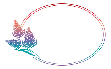 Beautiful floral oval frame with gradient fill. 