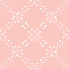 Seamless classic vector white and pink pattern. Traditional orient ornament. Classic vintage background