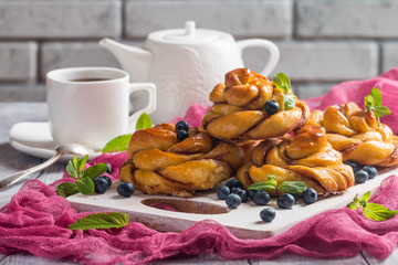 Homemade pumpkin cinnamon yeasted buns