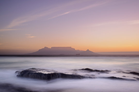 Table Mountain viewed from Bloubergstrand. Cape Town. Western Cape. South Africa