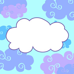Vector daytime cartoon clouds frame