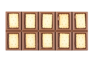 Chocolate cookies isolated on a white background.