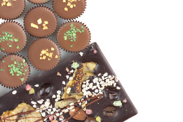 Chocolate sweets isolated on white background.