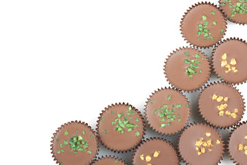 Chocolate candies isolated on white background. 