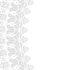 Obraz premium Classic vector square frame with arabesques and orient light silver elements. Abstract ornament with place for text. Vintage pattern