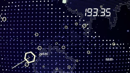 World Map Hud.Abstract Futuristic 3D animation.Zoom in the Earth Map.Good for news intro screensaver.Title text like NEWS REPORT and SPORT, WETHER. - Powered by Adobe