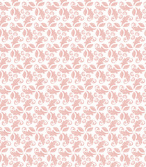 Floral vector light pink ornament. Seamless abstract classic background with flowers. Pattern with repeating elements
