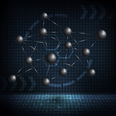 Abstract molecule design. Atom structure. Vector background for medicine, science, technology, chemistry, biotechnology