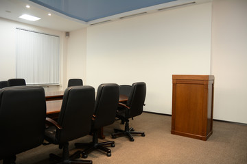 Tribune in conference room