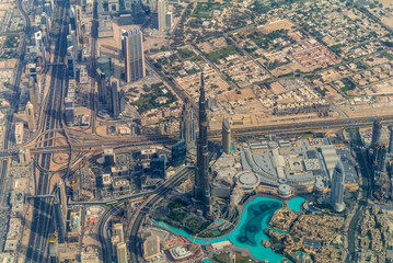 Fototapeta premium Aerial view of Dubai from jet flight - United Arab Emirates