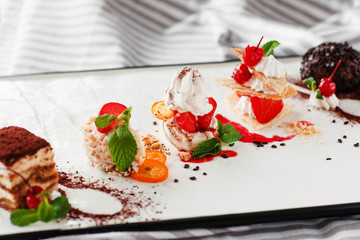 Dessert Sweet Cake Variety Choice Degustation Menu Restaurant Event Bakery Example Concept